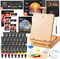 59 Pack Professional Painting Supplies with Wood Tabletop Easel, 30 Colors Acrylic Paint, Canvas, Brushes, Palette, Complete Painting Kit for Kids, Adults, Artists